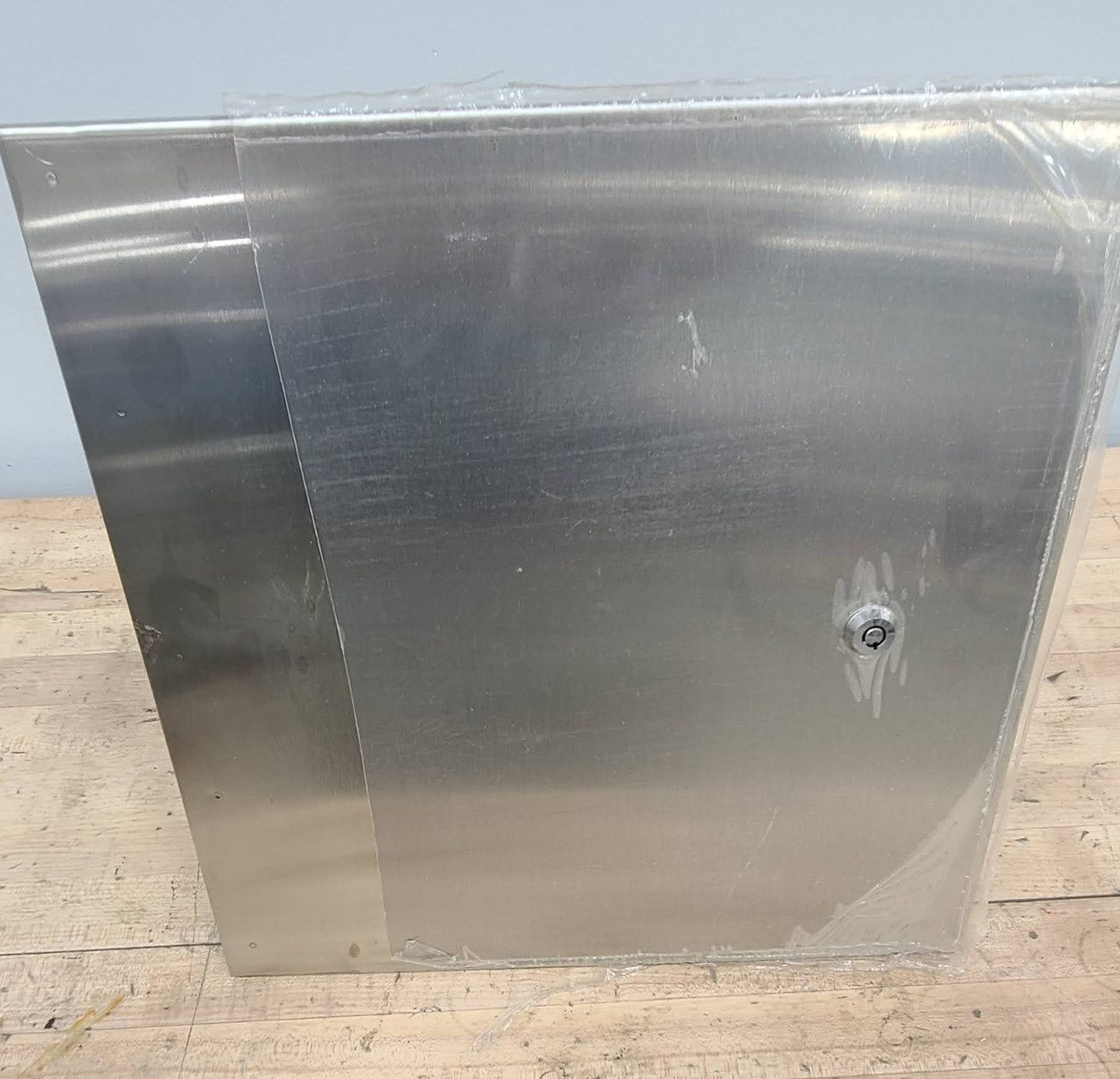 Multi-Purpose Industrial Lockable Cabinet 14 x 16 x 4.5 Stainless Steel Recessed Mounted Adjustable, (3) 1.25" KO Top & Bottom CAB40