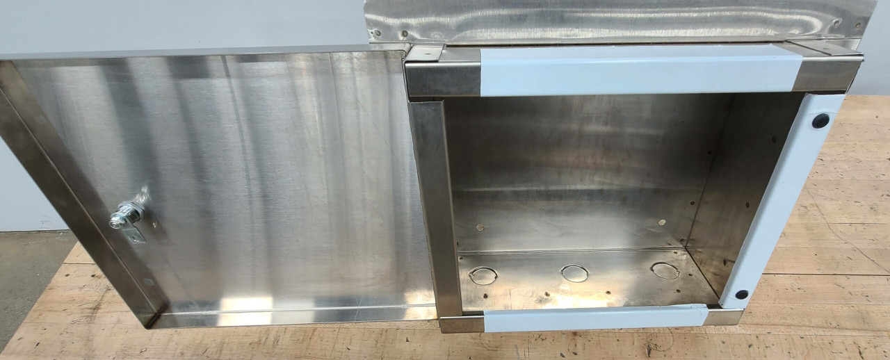 Multi-Purpose Industrial Lockable Cabinet 24 x 20 x 9 Stainless Steel Semi-Recessed Mounted (6) 1.25" KO Bottom ONLY CAB172
