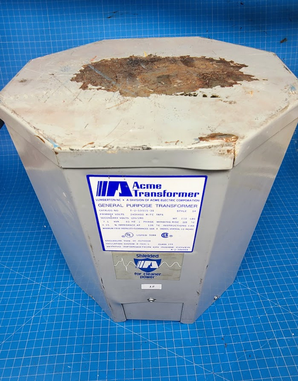 Acme Enclosed Transformer Primary 240 x 480 Secondary 120/240 7.5 kVA 1 Phase T-2-53515-35