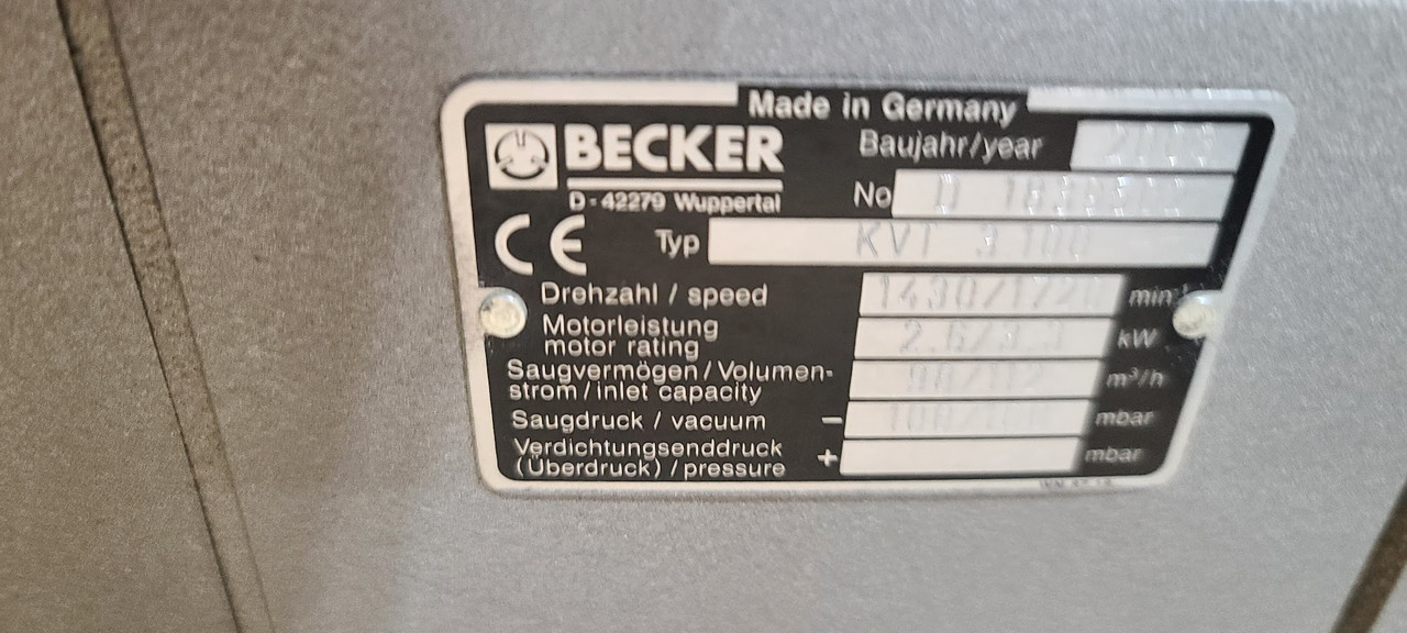 Becker 2003 KVT 3.1 Vacuum Pump 2.6 kW 1430 rpm D 1839502