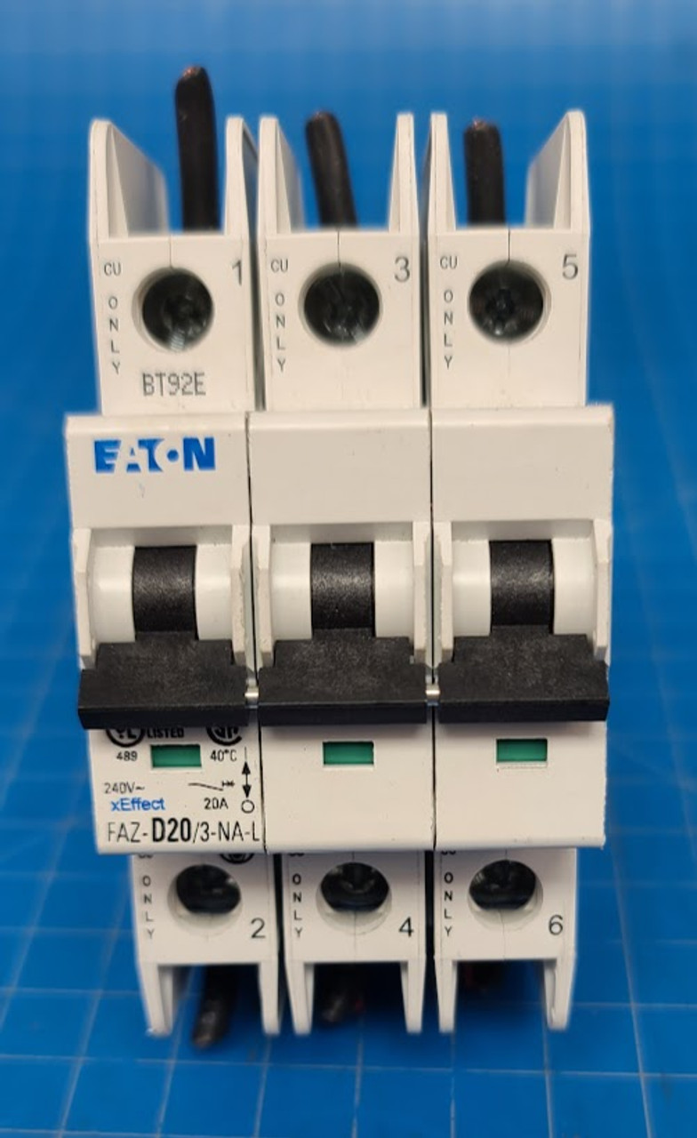 Eaton / Cutler Hammer 3 Pole 20A 240V Circuit Breaker FAZ-D20/3