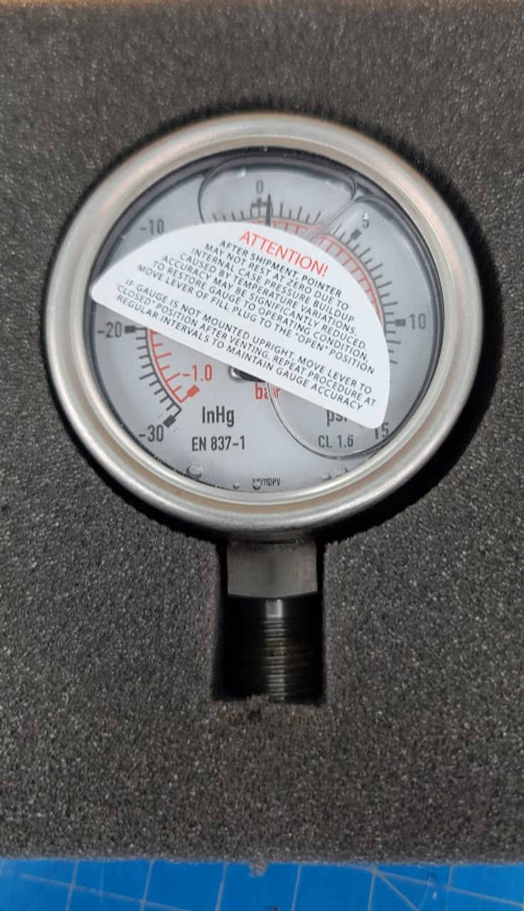 Swagelok -30InHg 15 PSI G.I. Gauge PGI-63B-PC15-LAX2-J