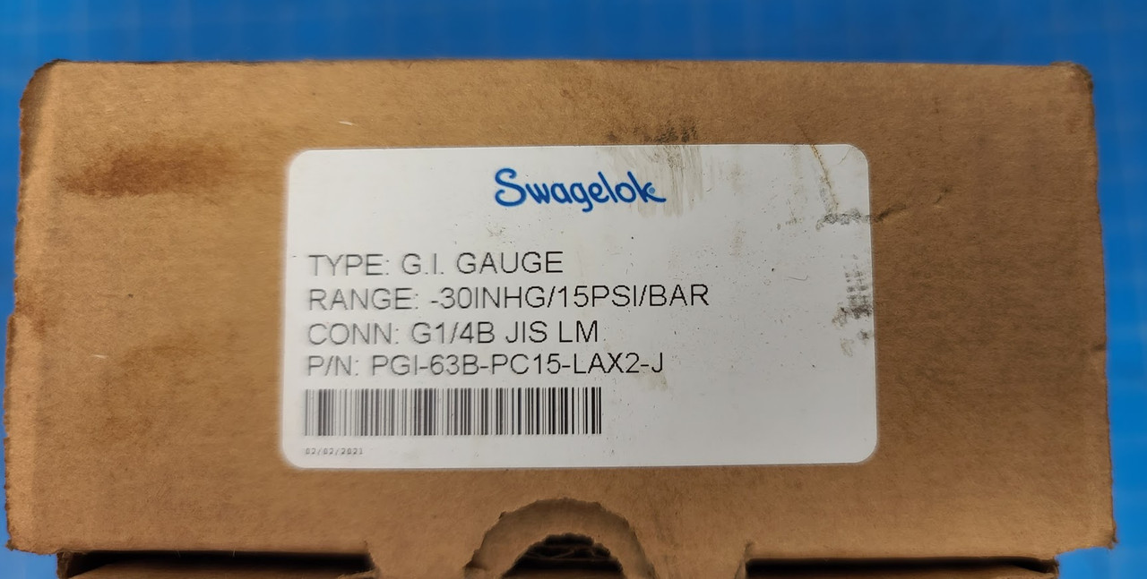 Swagelok -30InHg 15 PSI G.I. Gauge PGI-63B-PC15-LAX2-J