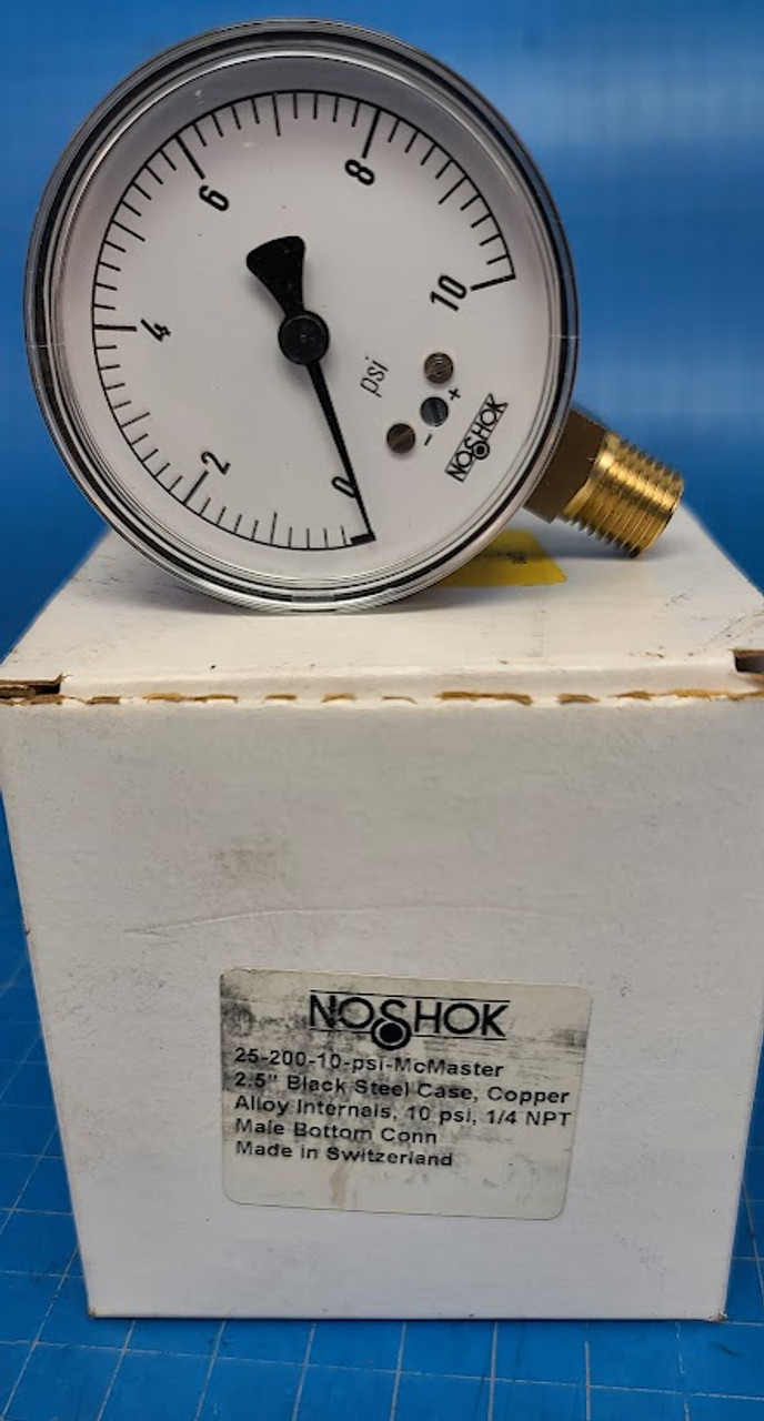 Noshok 2.5 inch 10psi Pressure Gauge 25-200-10psi
