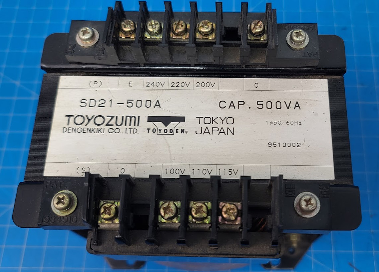 Toyozumi 500VA 240/200VAC Transformer SD21500A