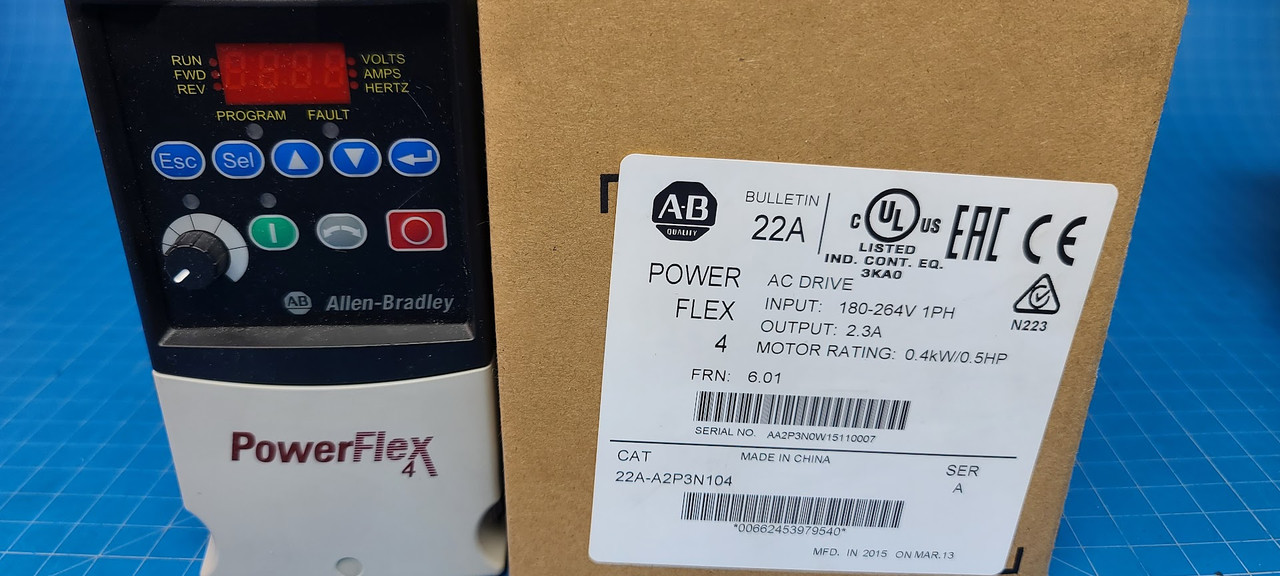 Allen Bradley Powerflex 4 Adjust. Frequency AC Drive 22A-A2P3N104