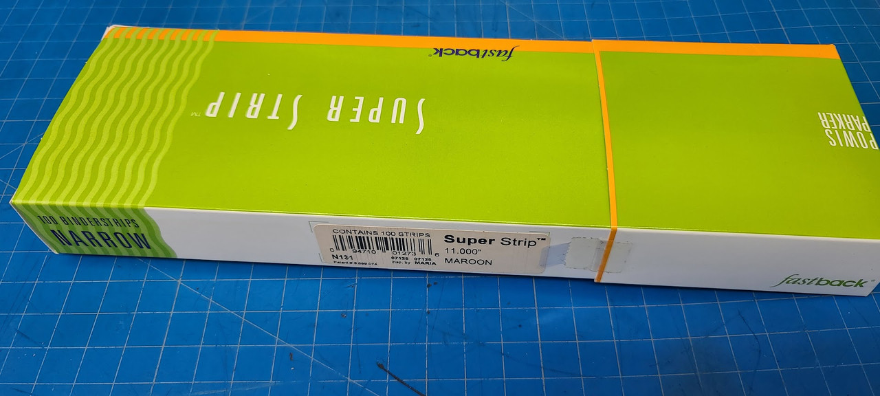 Powis Parker Fastback Super Strip 100ea Narrow 11" Binderstrips Maroon N131