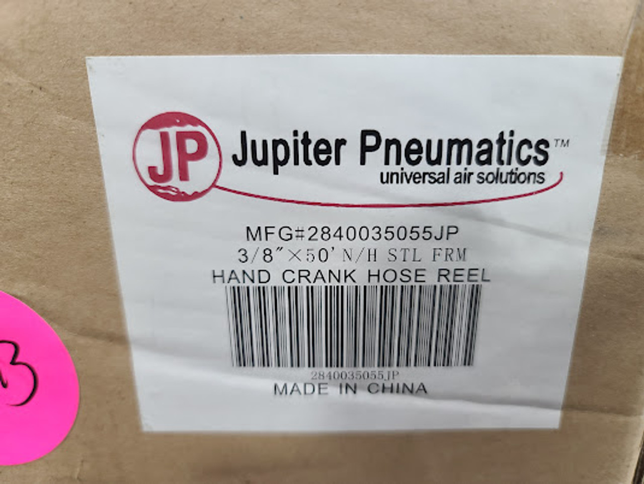Jupiter Pneumatics 3/8" x 50' Hand Crank Hose Reel 2840035055JP