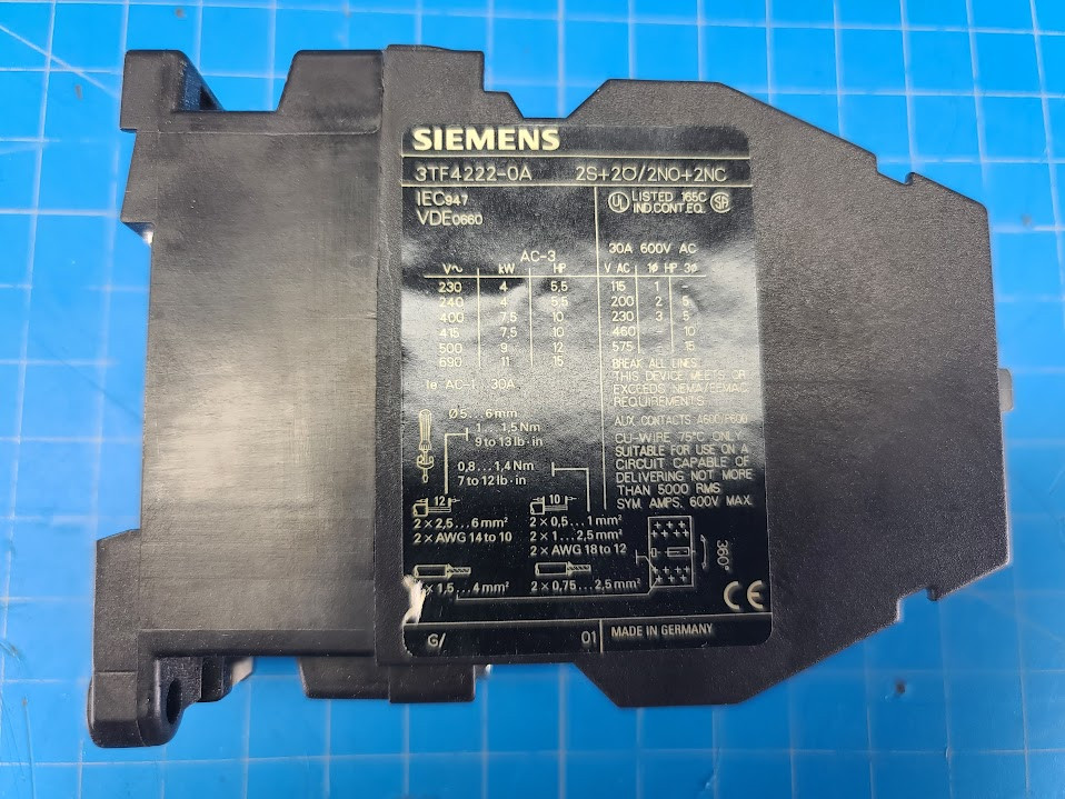 Stahl Folder Siemens 7.5KW 400V 24VAC Coil Contactor 3TF4222-0AC2