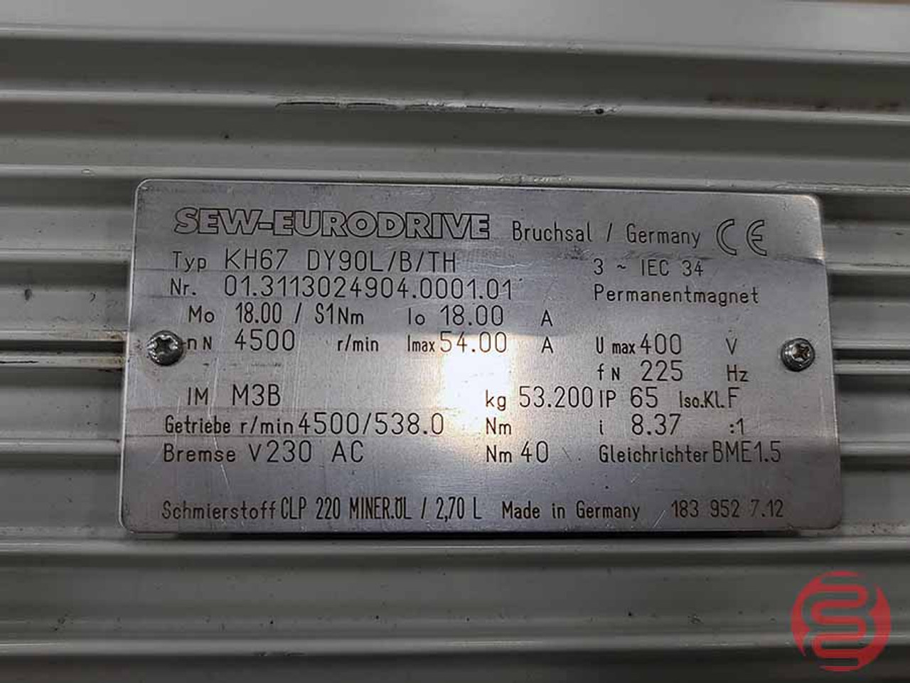 Sew-Eurodrive Gear Motor No Fan KH67 DY90L/B/TH/VY