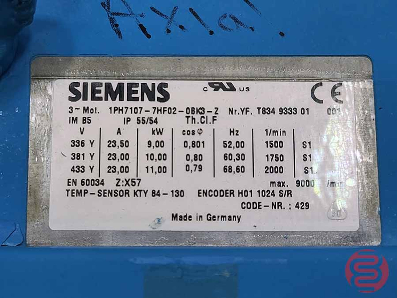 Siemens Gear Motor 1PH7107-7HF02-0BK3-Z