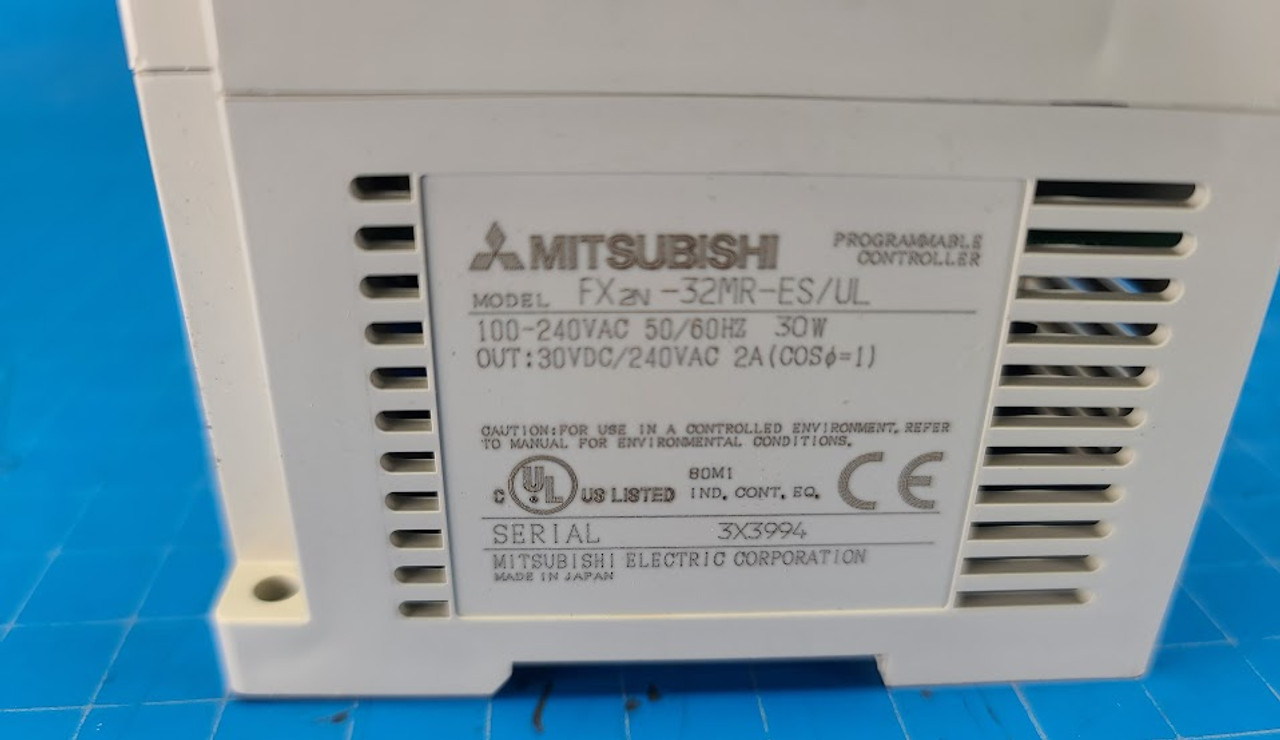 Mitsubishi JBI BB43 100-240 VAC 30W In 30VDC 240 VAC 2A Out PLC FX2N-32MR-ES/UL