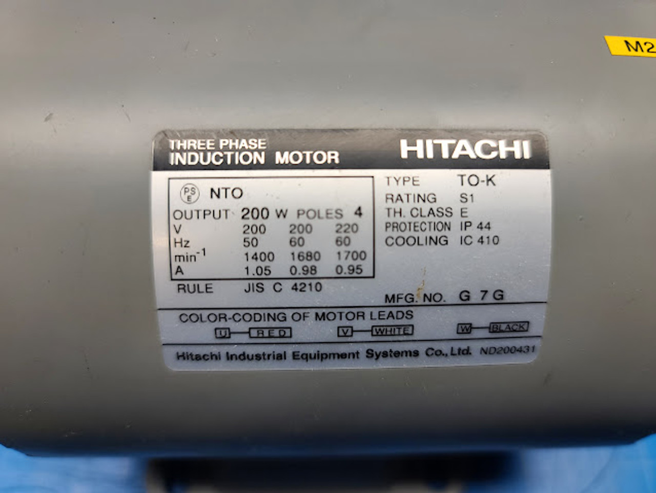 Hitachi 3Ph 200w 4P 200V 1400min 1.05A Induction Motor Horizon AFC-544 4015872-00