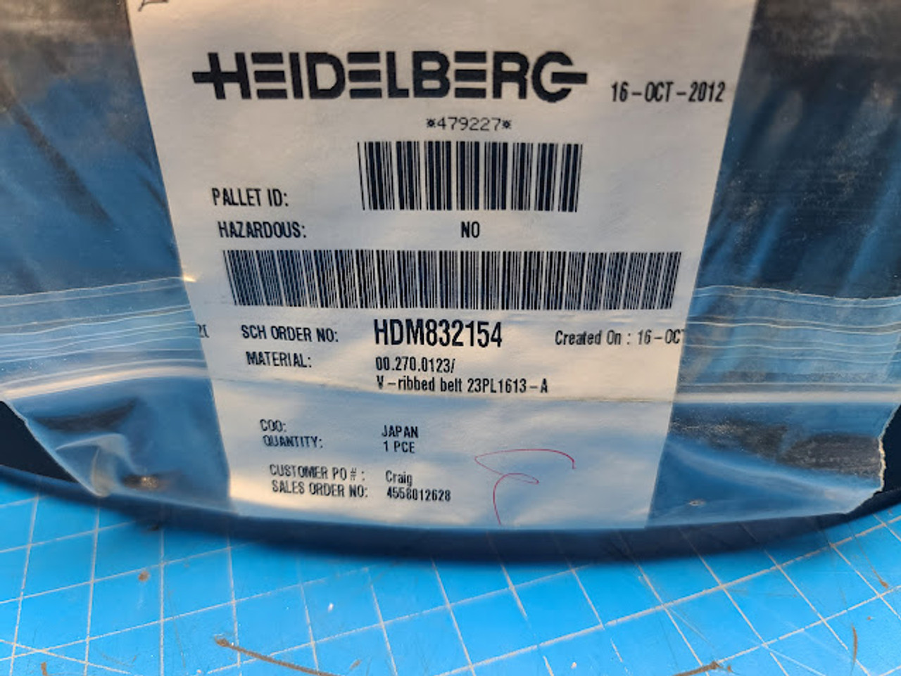 Heidelberg V-Ribbed Belt 23PL1613-A for PM74 SM74 QM 00.270.0123