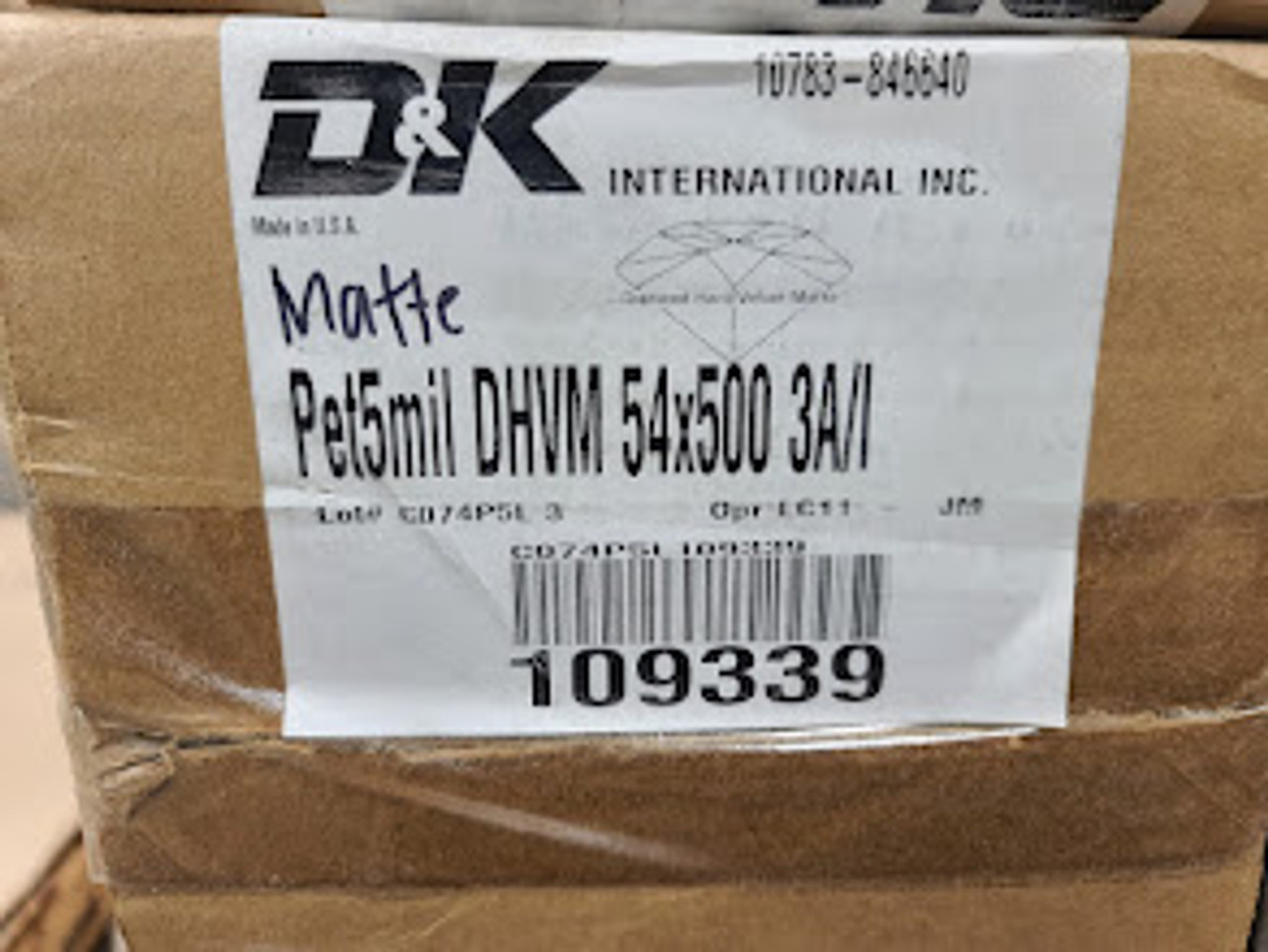 D&K PET 5 mil. 54in x 500ft Matte Laminating Film 109339