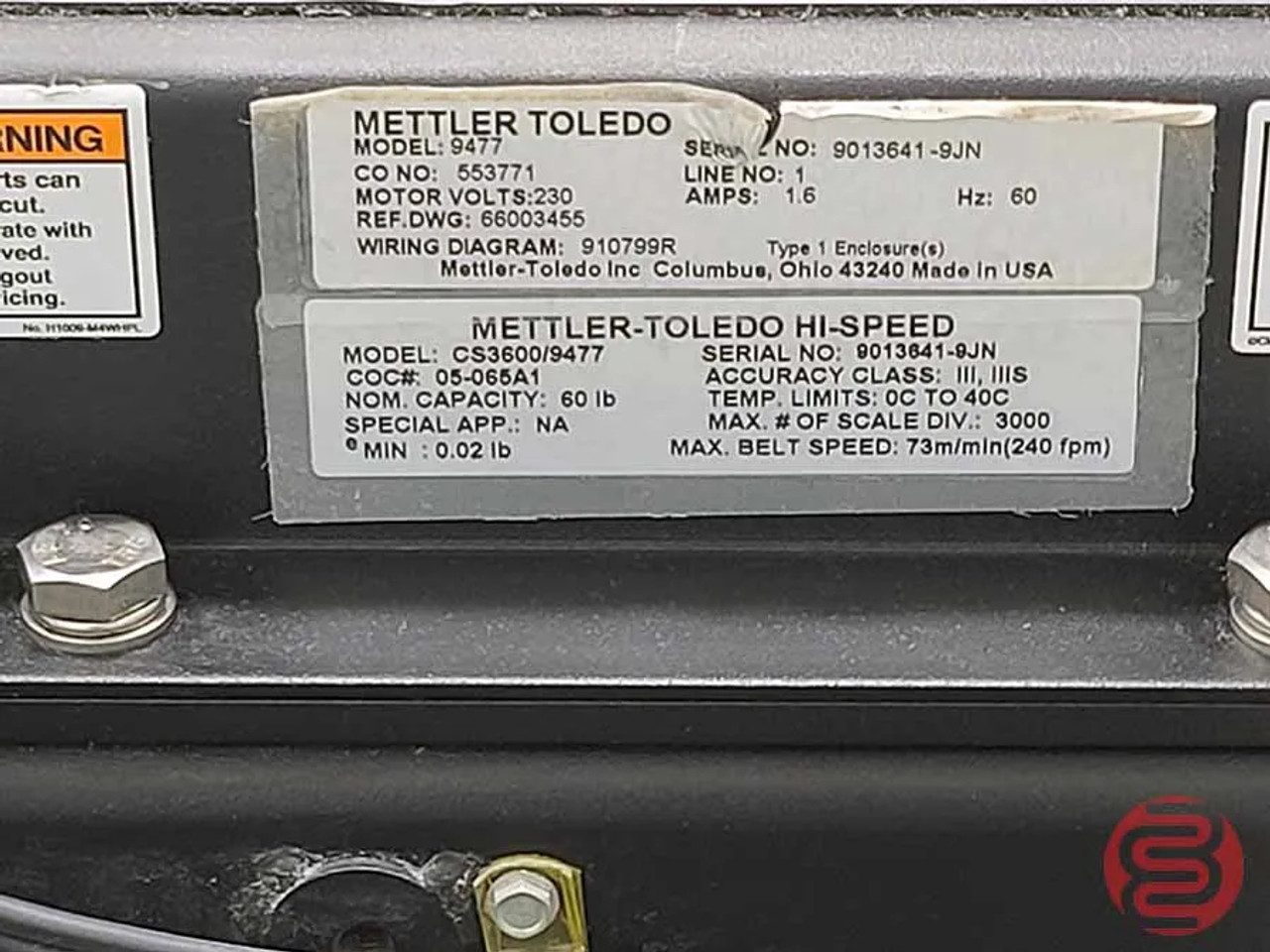 Mettler Toledo Weighing Conveyor Model 9477