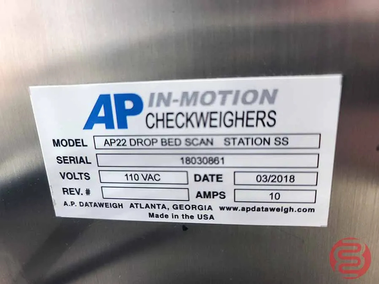 2018 AP In-Motion Checkweighers AP22 Drop Bed Scan Station SS