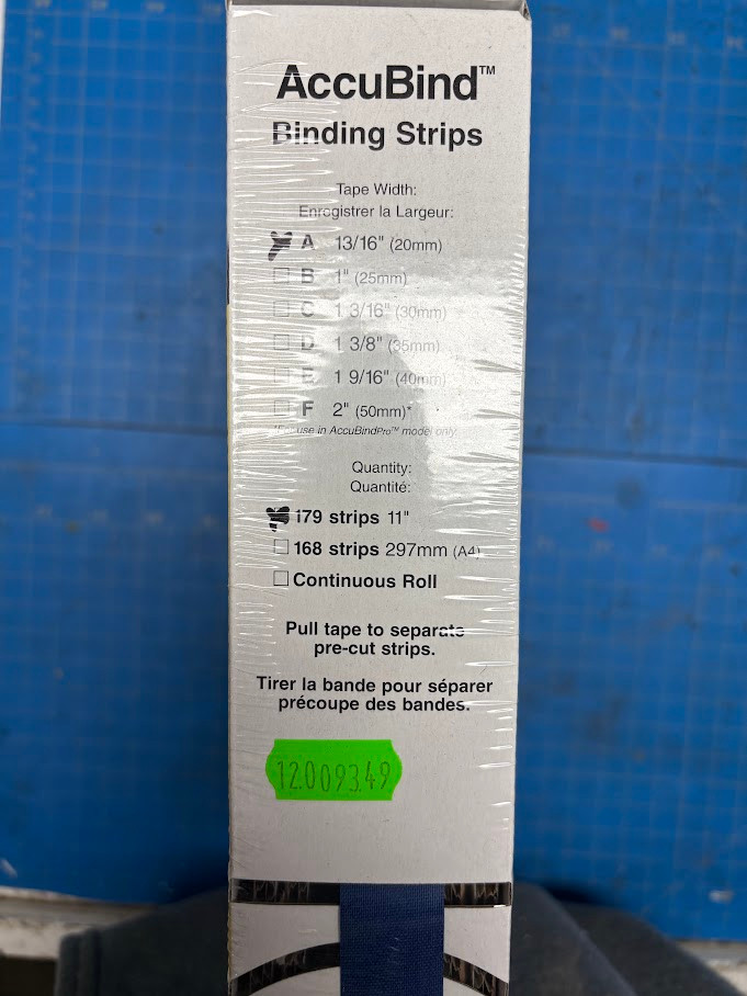 Standard AccuBind 179 Blue 20mm Binding Strips 12009349