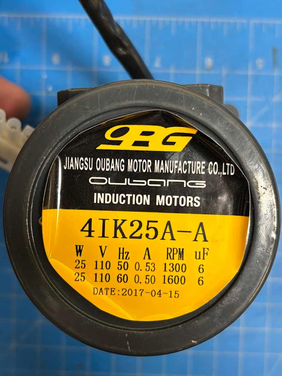 Jiangsu Oubang 25W 110V 50/60Hz 0.5A 1300RPM Induction Motor 41K25A-A