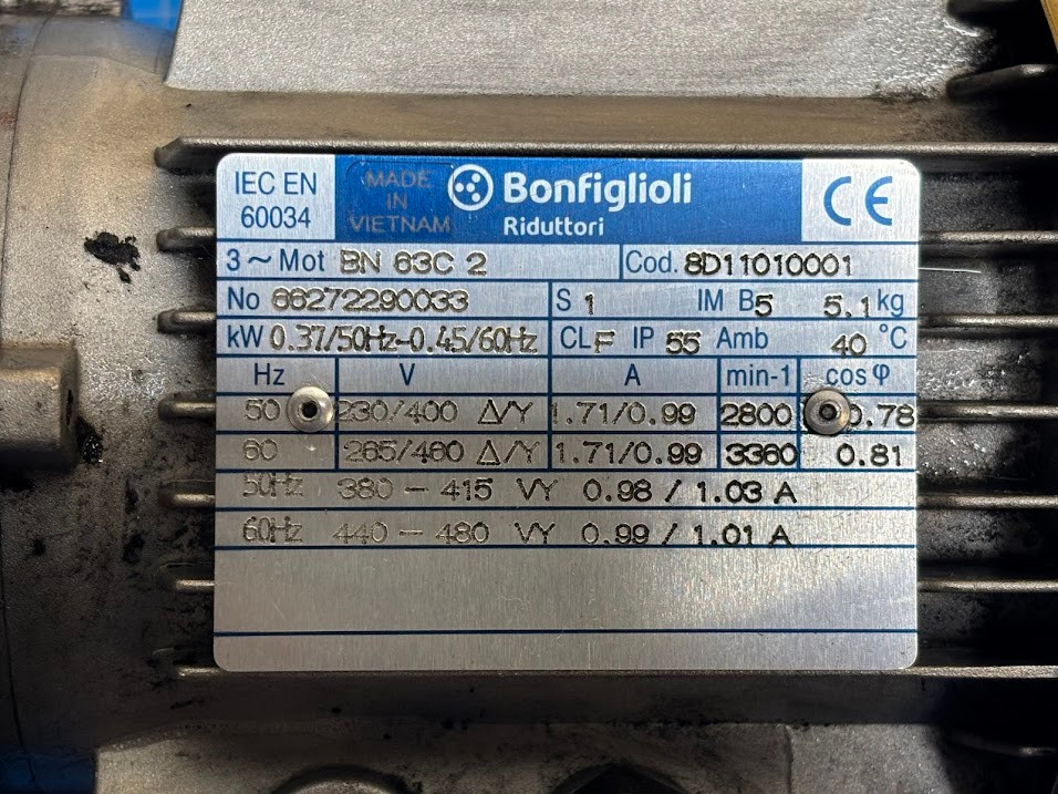 Bonfiglioli 1A 400V 50/60Hz Gear Motor BN 63C 2