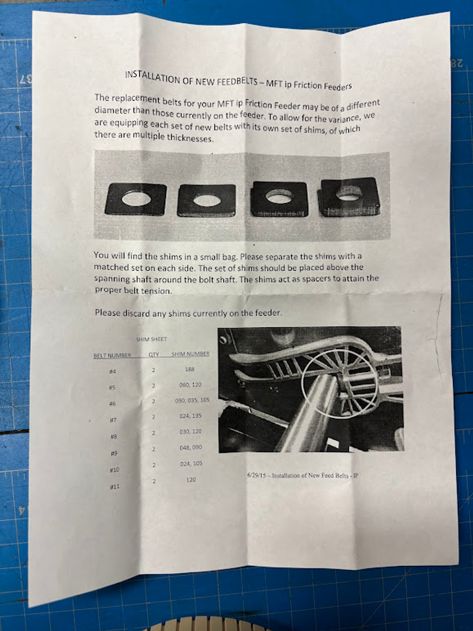 Multi Feeder MFT250ip 20 mm Wide Grooved Feed Belt W/ Shims 1199800-0A