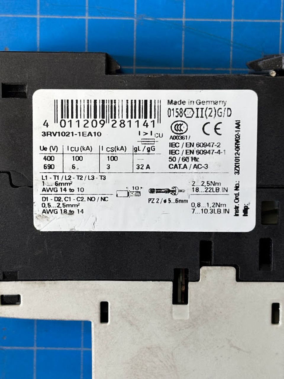 Siemens 400V 100kA Circuit Breaker 3RV1021-1EA10