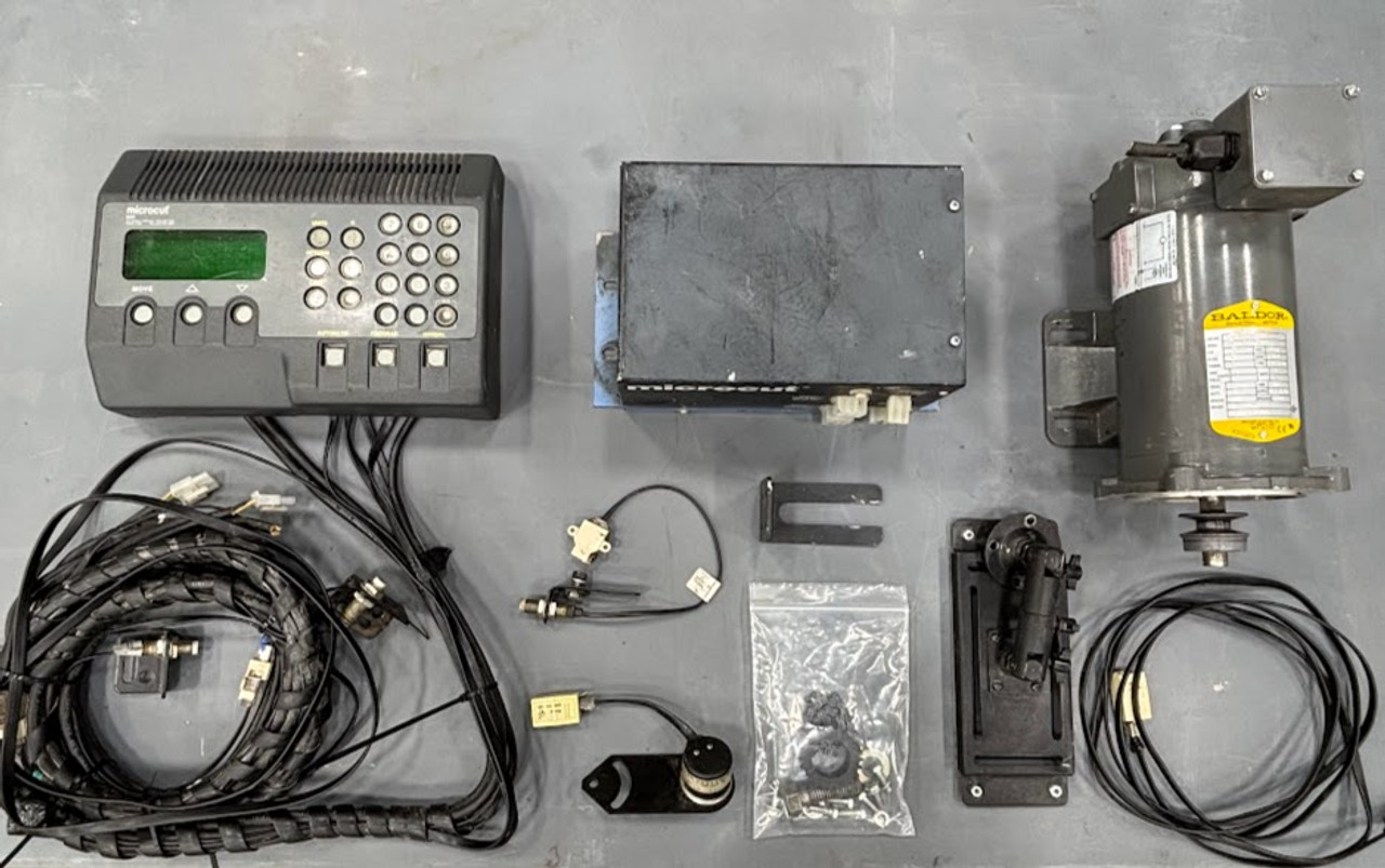 GMS Microcut Paper Cutter Control Module 9398 with Microcut PSU XL1036 and Baldor 5A 90V 2500RPM DC Motor CDP3335-GMS