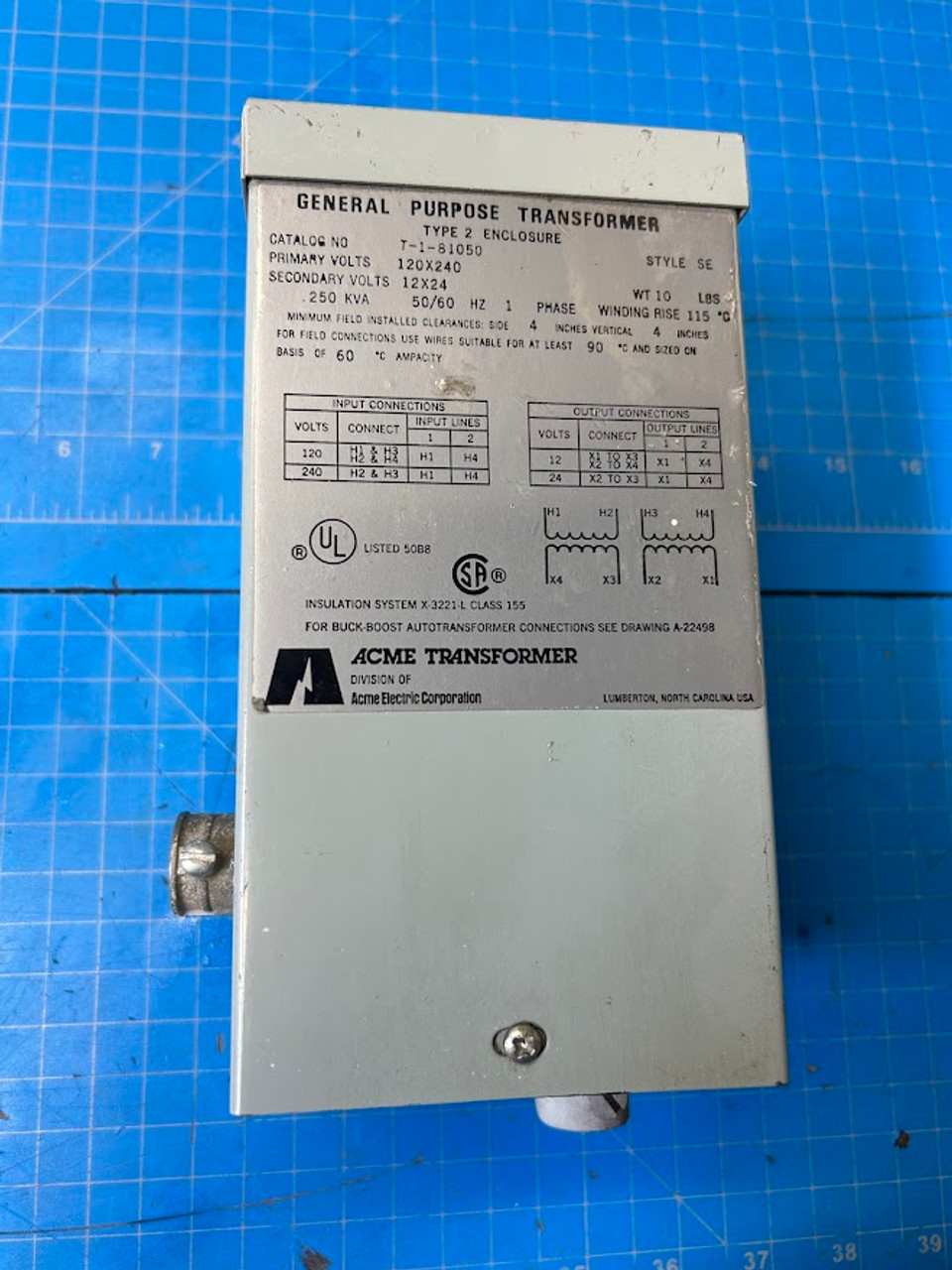 Acme SE Single Phase Transformer Primary 120x240 Secondary 12x24 250KVA T-1-81050