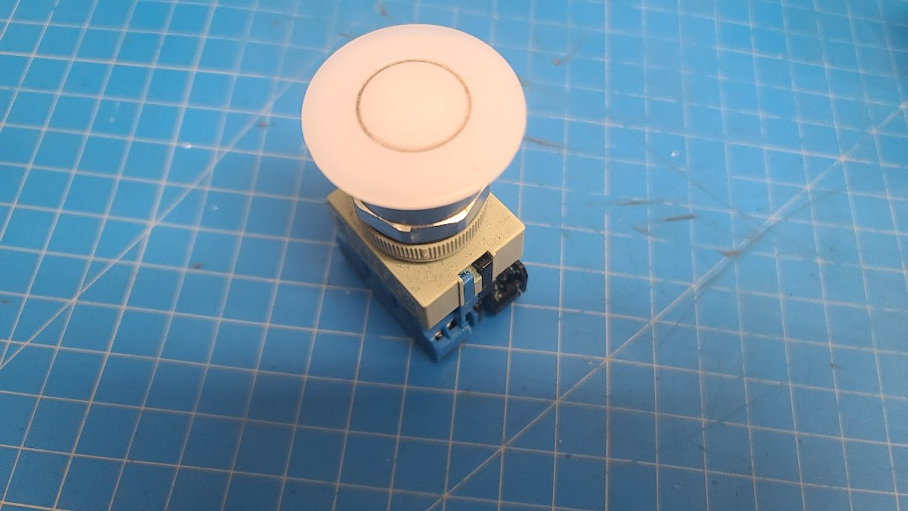 Idec Push Button White 40mm Mushroom 1NO Contact AYLW49910DN-W-24V
