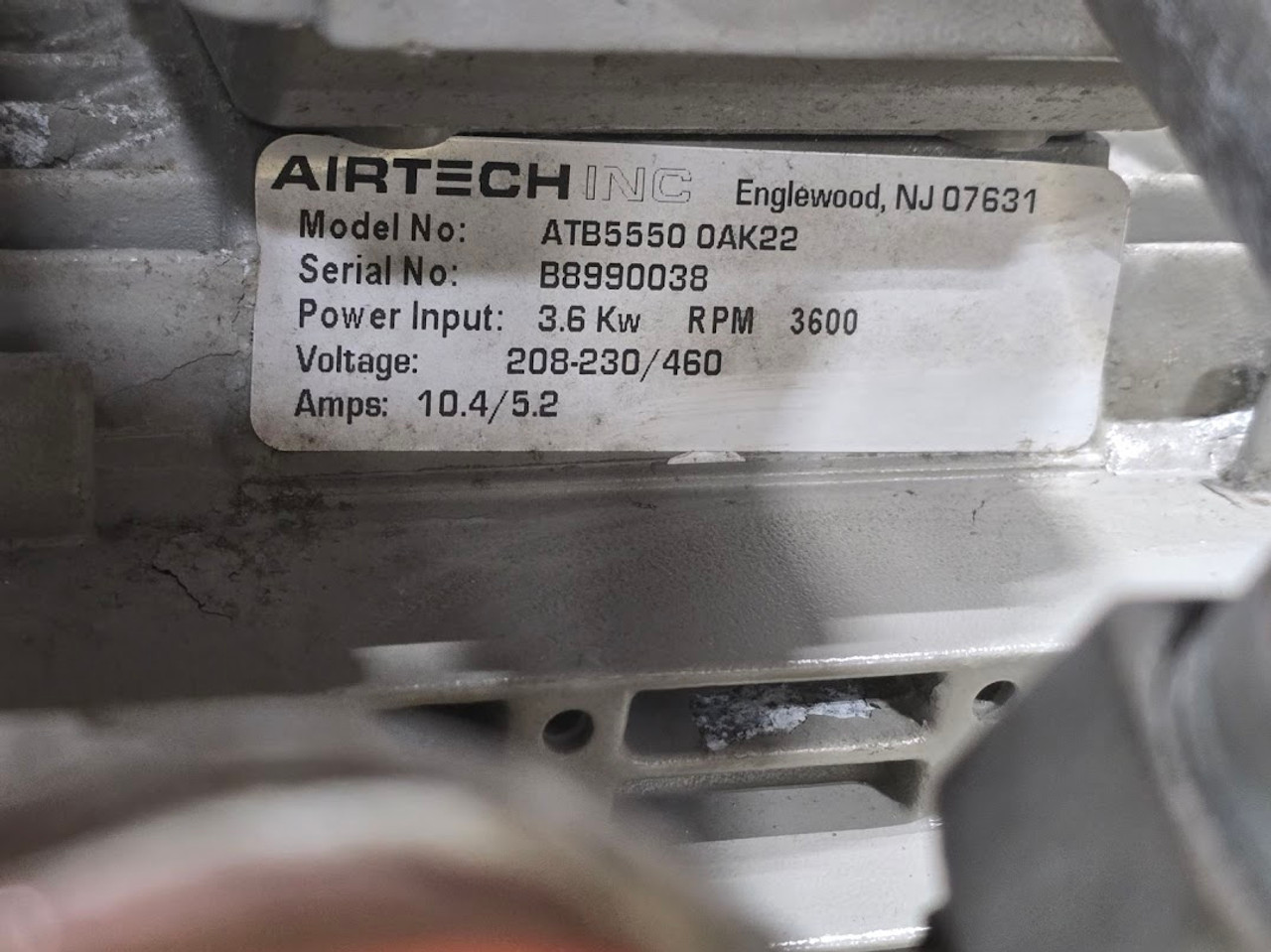 Airtech 3.6kW 208-230/460V 10.4/5.2A 3600 RPM Blower ATB5550 0AK22