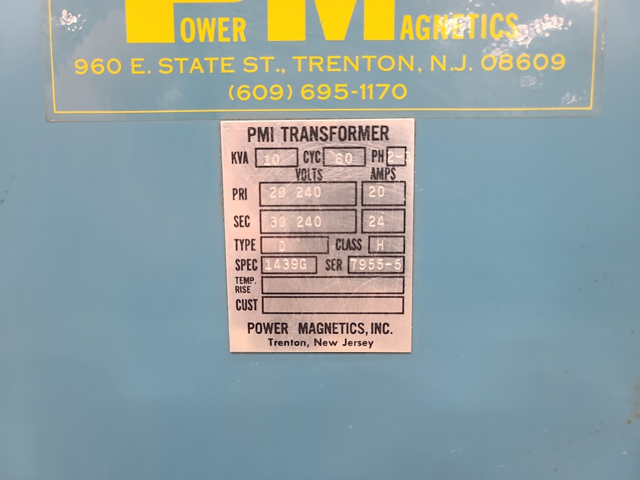 Power Magentics Inc 10kVA 2PH 240V 20A Phase Converter Transformer Only 1439G 7955-5