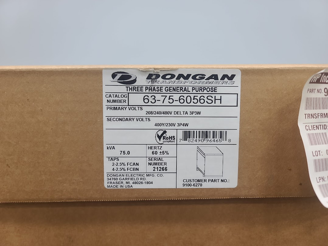New Dongan 3PH 30kVA 208/480 x 400/230 Transformer 63-30-6056SH  103025879006A