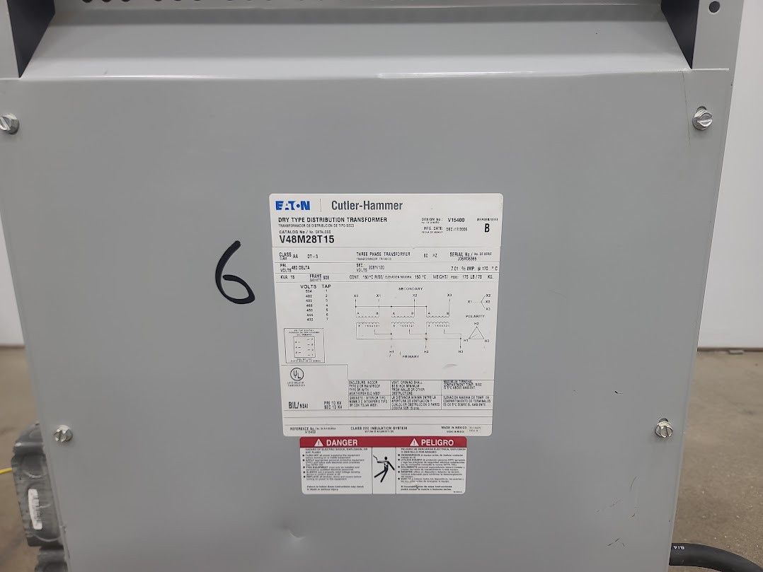 Eaton Cutler Hammer 15kVA 480 x 208Y/120 Transformer V48M28T15 103025000819A