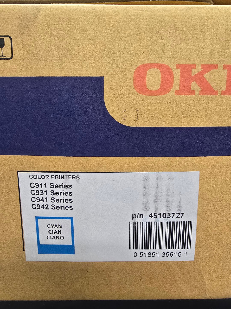Oki C9000 Series Cyan Image Drum 45103727