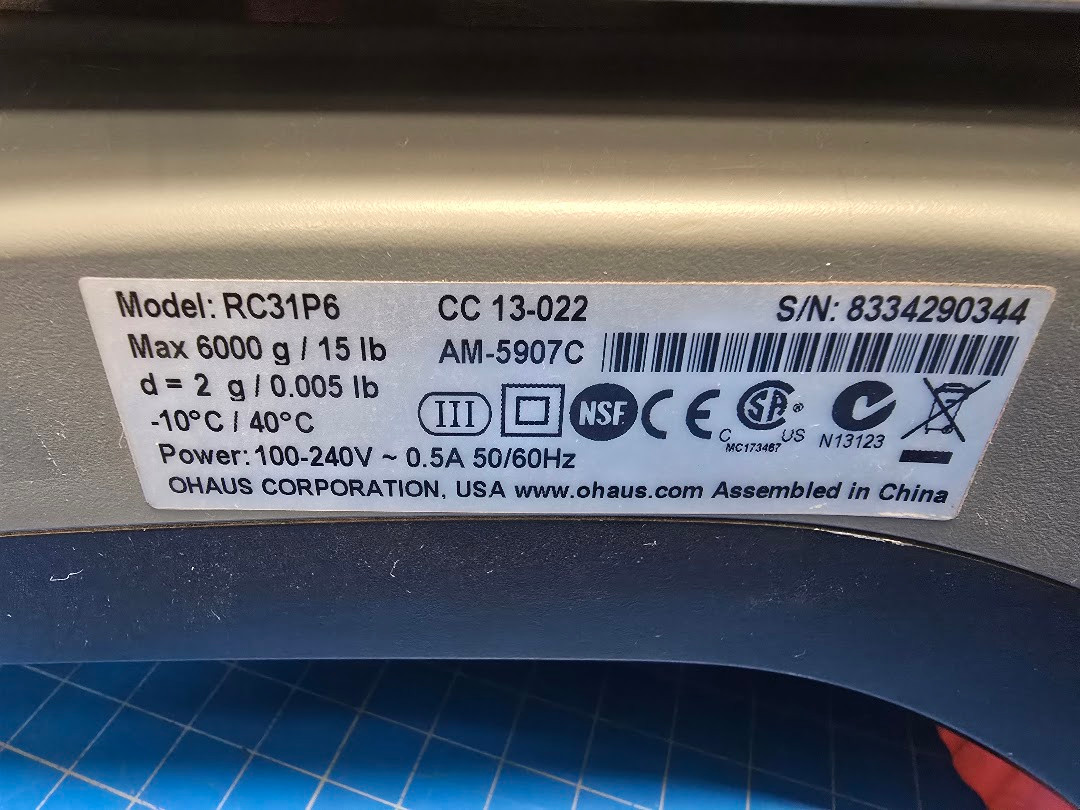 Ohaus Ranger 15lb x .005lb Count 3000 Scale RC31P6