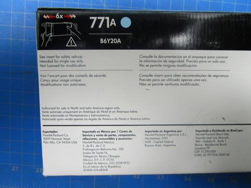 HP 771A 775-ml Light Cyan DesignJet Ink Cartridge, B6Y20A P02-000982
