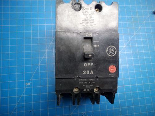 GE 3 Pole 20 A 480VAC Molded Case Circuit Breaker TEY220