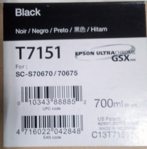 Epson UltraChrome GSX Black Ink Cartridge T7151