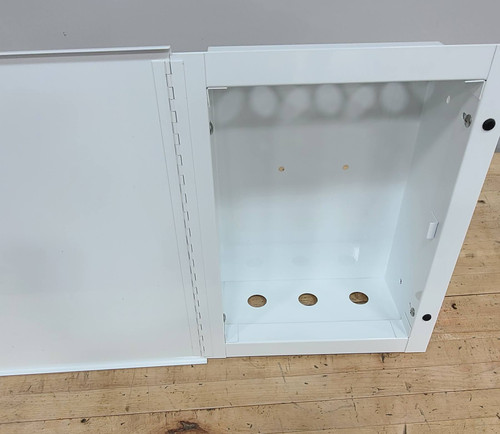 Multi-Purpose Industrial Lockable Cabinet 39 x 32 x 13 White Steel Recessed Mounted (2) 2.5" KO Bottom, (1) 2.5" KO Top CAB157