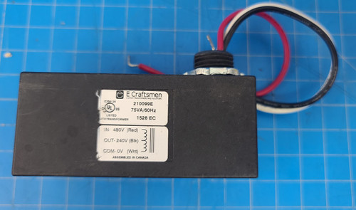 E Craftsmen 480V to 240V 75VA  Slim-Line Autotransformer  210099E