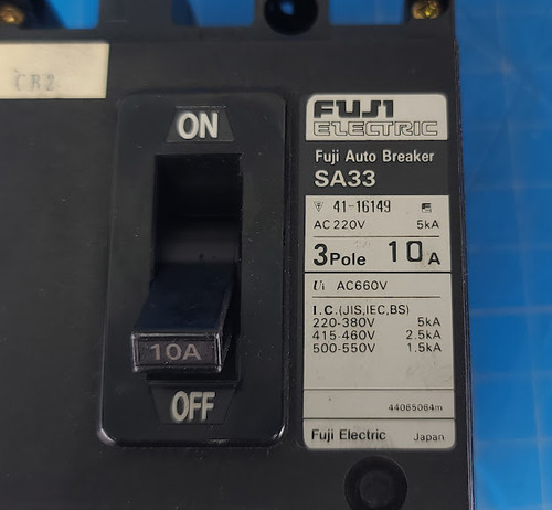 Fuji 3 Pole 10 Amp 220VAC Circuit Breaker SA33-10