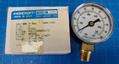 Ashcroft 2" 100psi Steel Pressure Gauge 20W1005 H 02L