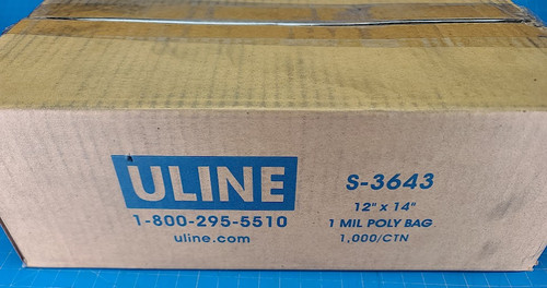 Uline 1000/Box 12 x 14" 1 Mil Poly Bag S-3643