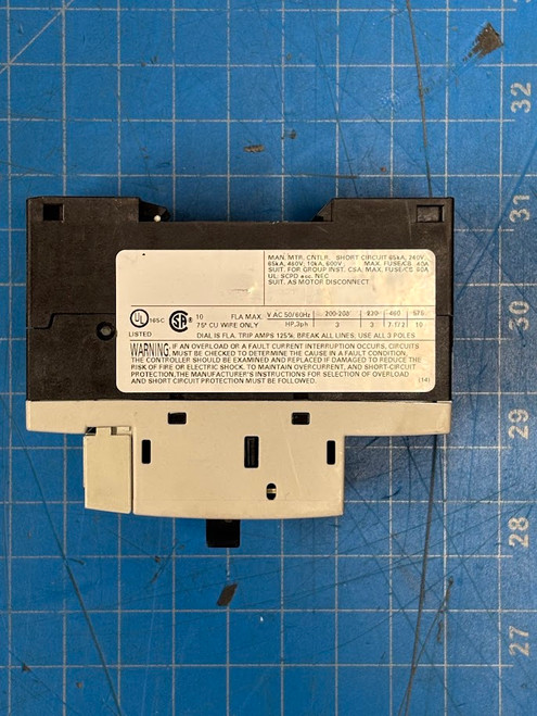 Siemens 10A 600V Motor Protector Circuit Breaker 3RV1011-1JA15