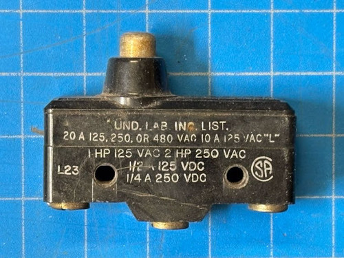 Honeywell 480V 20A Snap Action Micro Switch BA-2RB-A2