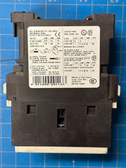 Siemens 35A 600V Circuit Breaker 3RT1026-1B