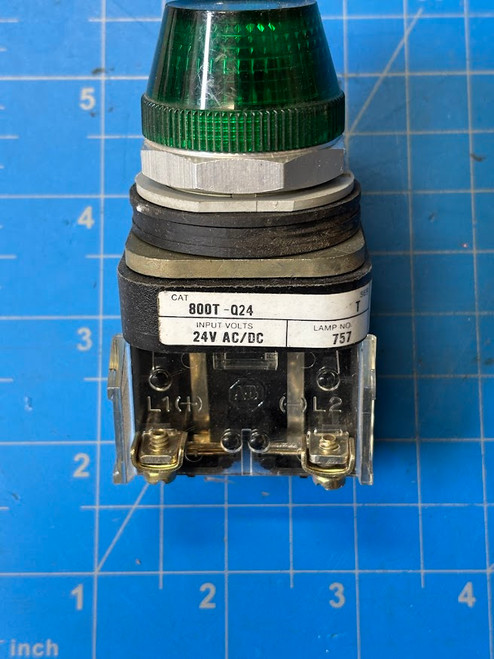 Allen Bradley 24V Green Illuminated Pilot Light 800T-Q24