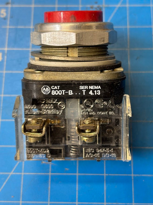 Allen Bradley Red Push Button with Contact Block 800T-B