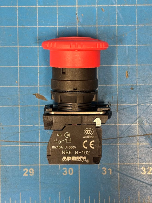 Logitrans APDIQI 10A 660V Red Turn To Release Emergency Stop Button with Contact Block NB5-BE102