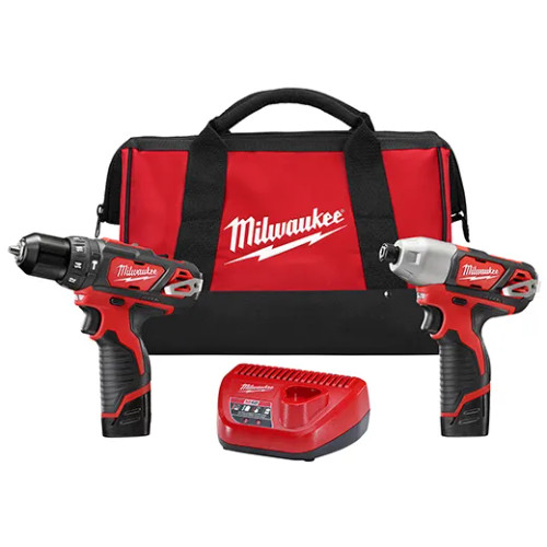 M12 12V Lithium-Ion Cordless Hammer Drill/Impact Driver Combo Kit (2-Tool) with (2) 1.5Ah Batteries, Charger & Bag